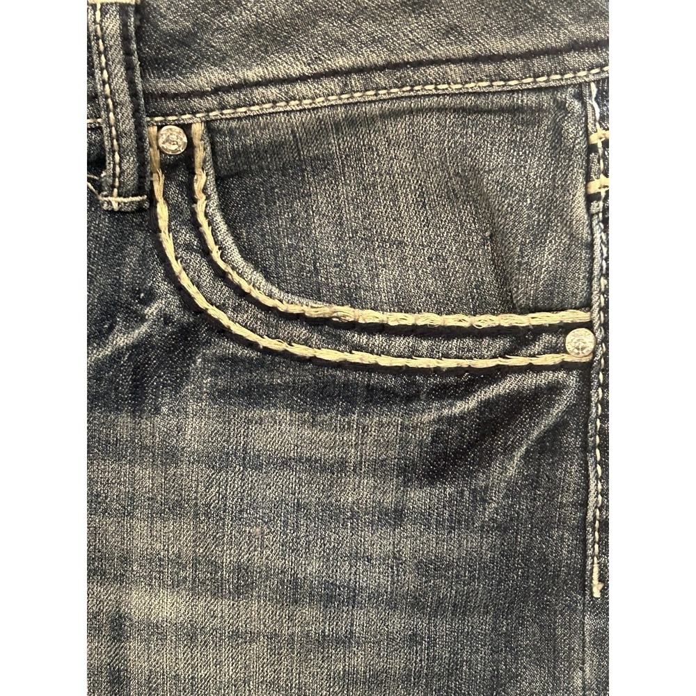 Earl Jean Denim Shorts Womens Size 10 Thick Stitch Rhinestones Cuffed Pockets - Picture 4 of 9